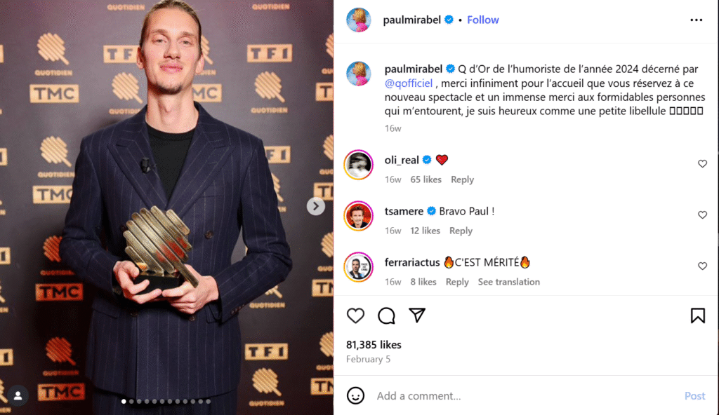 Paul Mirabel Récompenses Paul Mirabel Récompenses