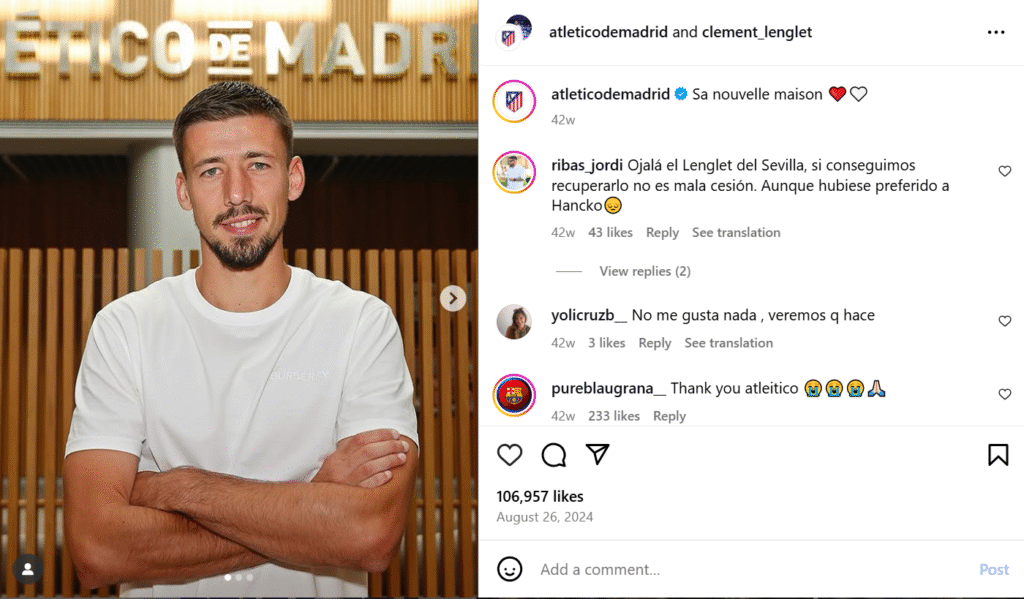 Clément Lenglet femme