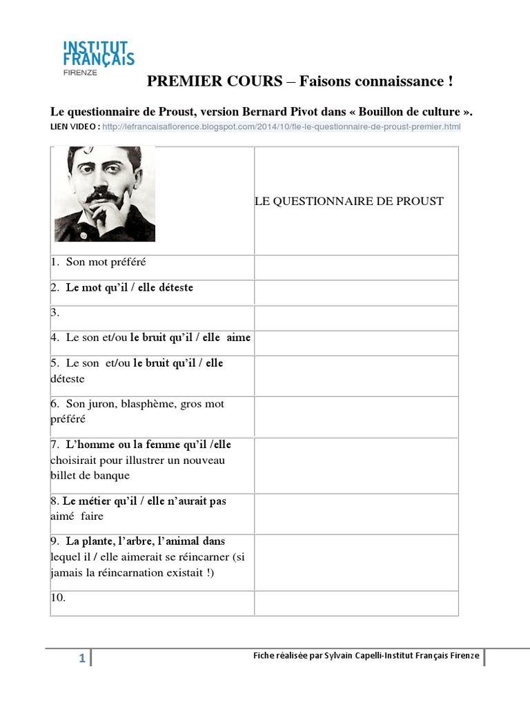 Questionnaire De Proust Pdf