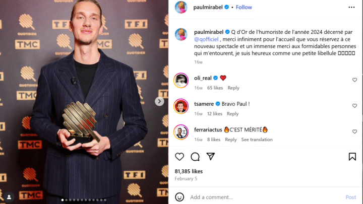 Paul Mirabel Récompenses